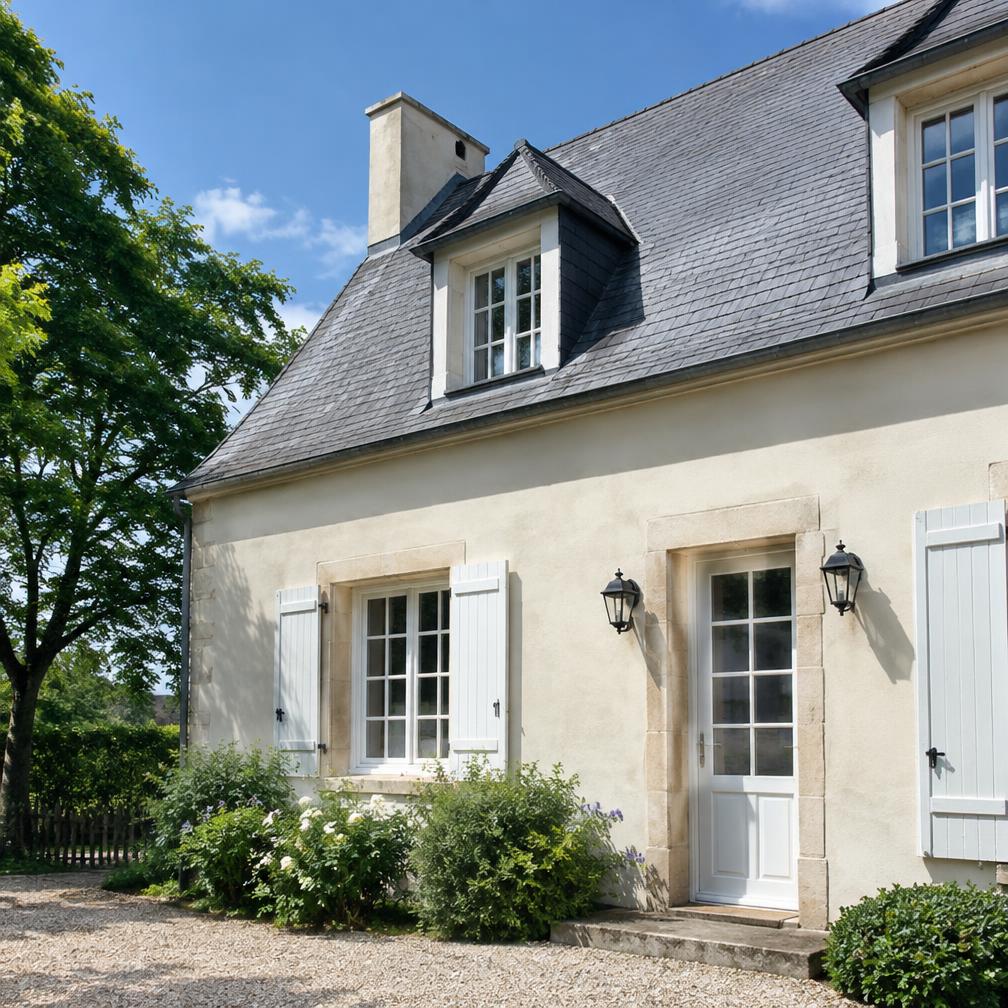 Façade de maison fraîchement nettoyée